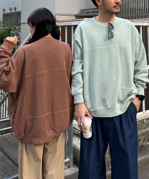 CIAOPANIC TYPY（チャオパニックティピー）の「【ロングシーズン着回し】【ユニセックス】ヴィンテージ切り替えスウェット（スウェット・メンズ・ライトグレー/ブラウン/ブラック/ミント・MEDIUM/LARGE）」の6枚目の写真