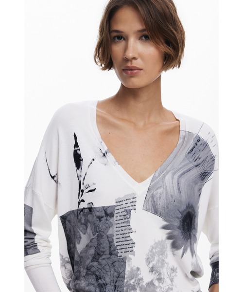 Desigual(デシグアル)の「コラージュ薄手セーター(ニット/セーター・レディース・ホワイト・XS/S/M/L/XL)」の3枚目の写真