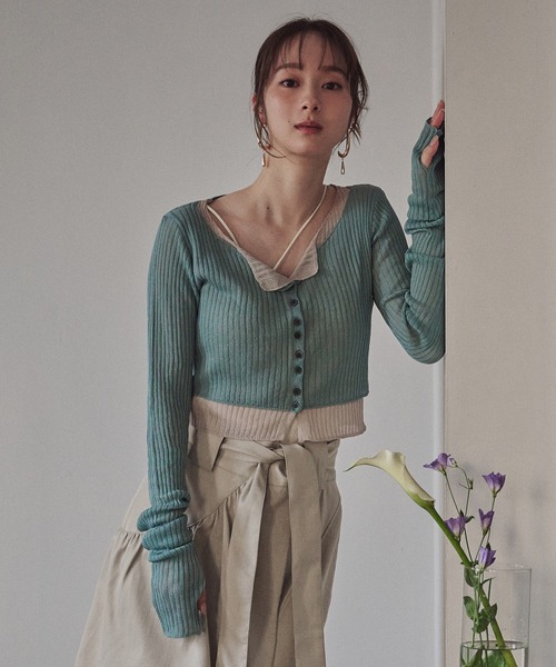 mideal（マイディール）の「layered design cardigan / レイヤードデザインカーディガン（カーディガン/ボレロ・レディース・ブルー/グレー/ボルドー・FREE）」の15枚目の写真