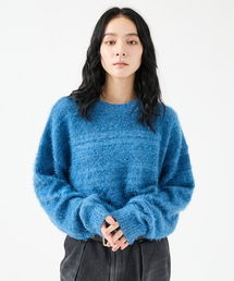 ルーズ モヘア セーター ふわふわ ブルー ニット 秋冬 nr6351 モヘアニット」に該当するニット/セーター（ブルー・ネイビー