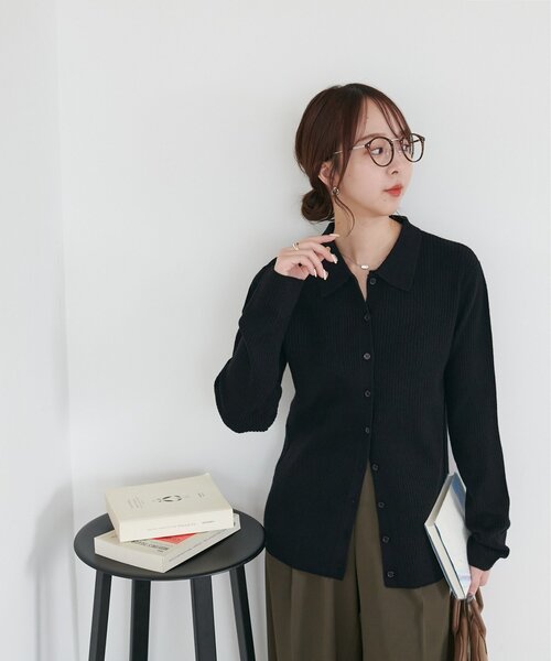DISCOAT(ディスコート)の「【WEB限定】モチモチリブ襟付前ボタンプルオーバー(ニット/セーター・レディース・ネイビー/ピンク/レッド/グレー/チャコールグレー/アイボリー/ブラック/ブラウン・FREE)」の15枚目の写真
