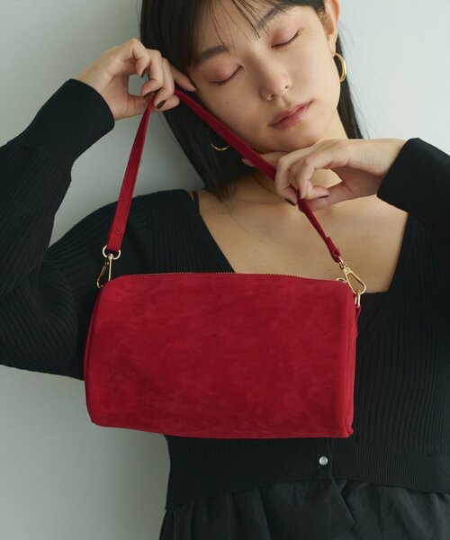 natural couture（ナチュラルクチュール）の「スエードミニバッグ（ショルダーバッグ・レディース・イエロー/その他1/ダークブラウン/レッド・FREE）」の3枚目の写真