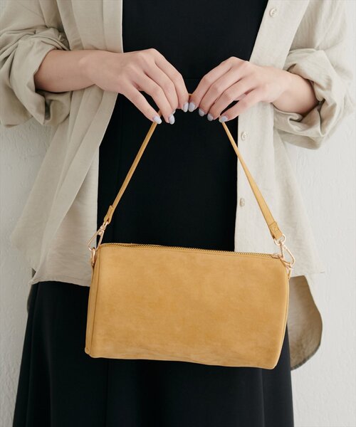natural couture（ナチュラルクチュール）の「スエードミニバッグ（ショルダーバッグ・レディース・イエロー/その他1/ダークブラウン/レッド・FREE）」の12枚目の写真