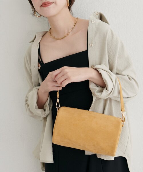 natural couture（ナチュラルクチュール）の「スエードミニバッグ（ショルダーバッグ・レディース・イエロー/その他1/ダークブラウン/レッド・FREE）」の13枚目の写真