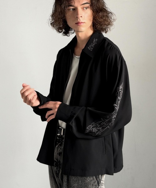 Classical Origin（クラシカルオリジン）の「「魅せる服。」刺繍デザインエレガンスジップアップジャケット／Elegant Embroidered Zip-Up Jacket（ブルゾン・メンズ・チャコールグレー/ブラック・SMALL/MEDIUM/LARGE）」の6枚目の写真