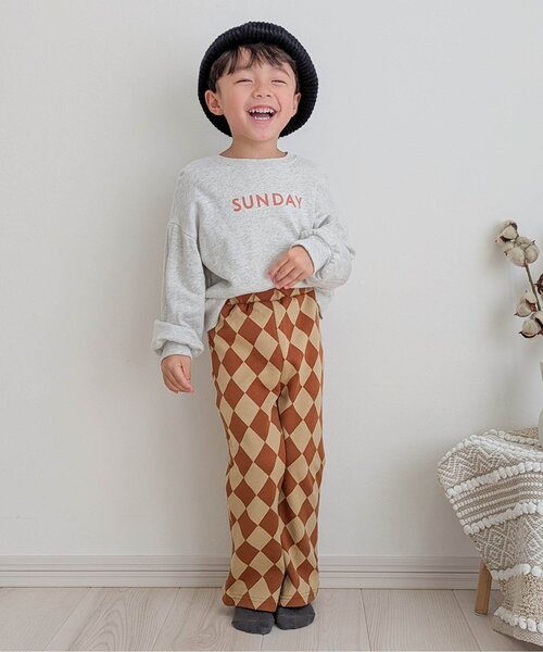 BREEZE（ブリーズ）の「Im Jelly！総柄ジャガードフレアパンツ（その他パンツ・キッズ・ブラウン/グリーン/アイボリー/ブルー・80/90/100/110/120/130/140）」の7枚目の写真