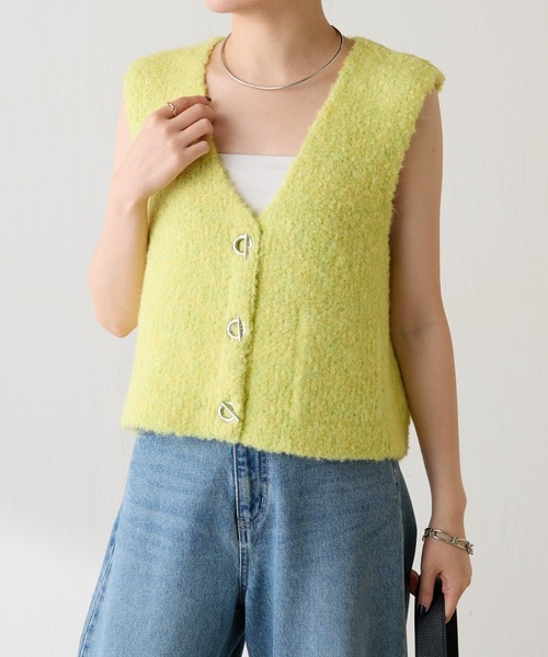 COLLAGE GALLARDAGALANTE（コラージュガリャルダガランテ）の「ブークレーメタルトグルベスト（ベスト・レディース・ベージュ/イエロー・FREE）」の4枚目の写真