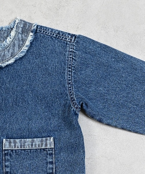 MARKEY'S（マーキーズ）の「ノーカラーデニムジャケット（デニムジャケット・キッズ・ブルー・90/100/110/120/140/130/150）」の9枚目の写真