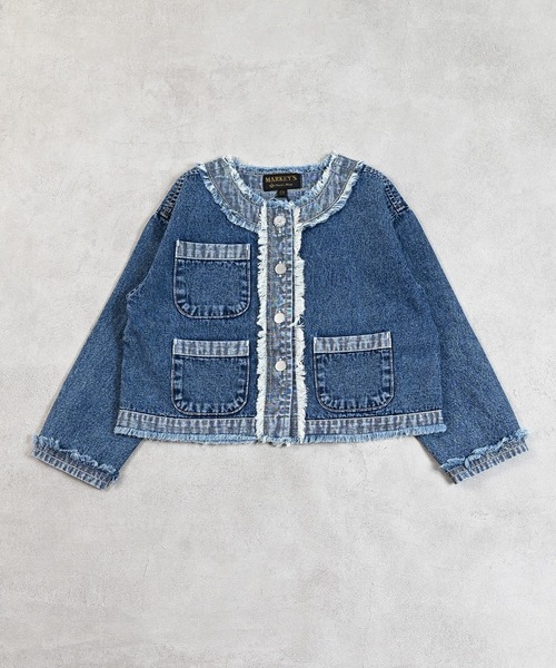 MARKEY'S（マーキーズ）の「ノーカラーデニムジャケット（デニムジャケット・キッズ・ブルー・90/100/110/120/140/130/150）」の5枚目の写真