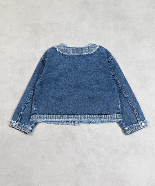 MARKEY'S（マーキーズ）の「ノーカラーデニムジャケット（デニムジャケット・キッズ・ブルー・90/100/110/120/140/130/150）」の6枚目の写真