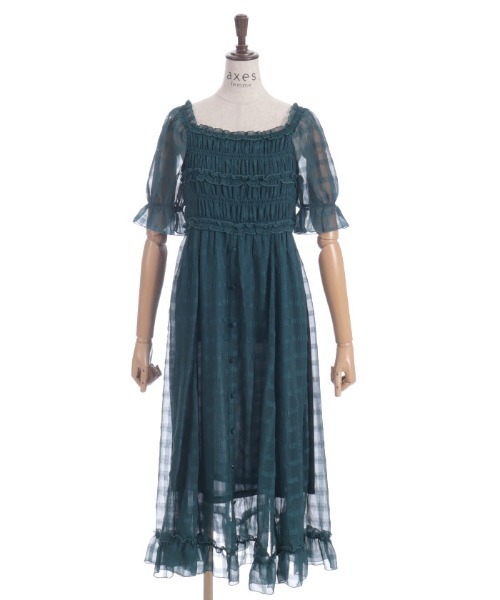 axes femme(アクシーズファム)の「シアチェックシャーリングワンピース(ワンピース・レディース・ブルーグリーン/ラベンダー/キナリ・FREE)」の6枚目の写真