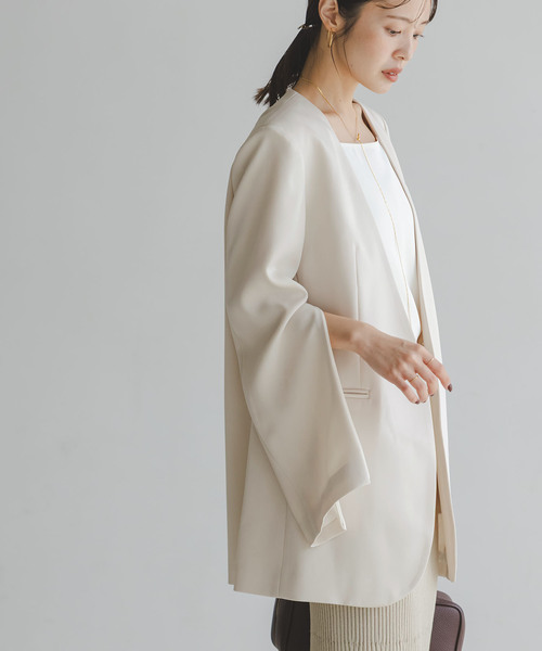 追加2》スリーブスリットケープジャケット（ノーカラージャケット