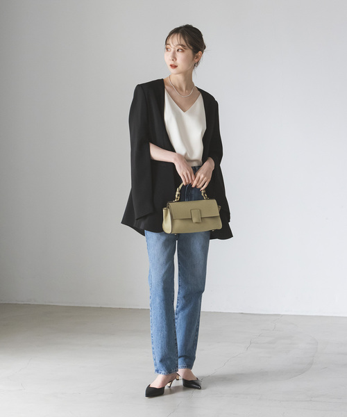 追加2》スリーブスリットケープジャケット（ノーカラージャケット