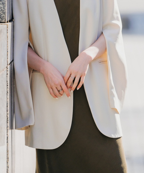 セール】《追加2》スリーブスリットケープジャケット（ノーカラー