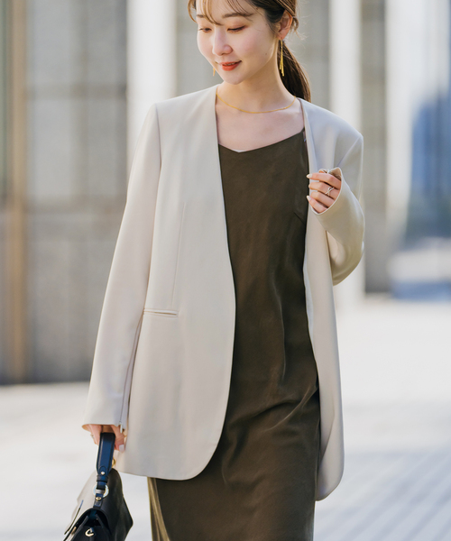 NOBLE」 ノーカラージャケット 38 ブラック レディース ELENI エルニ