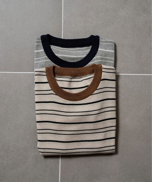 lawgy（ラウジー）の「random border rafu tops / ランダムボーダーラフトップス（Tシャツ/カットソー・レディース・ベージュ/グレー・FREE）」の17枚目の写真