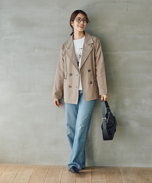 FOUND GOOD(ファウンドグッド)の「ストライプシャツジャケット(その他アウター・レディース・ブラック/ベージュ・L/M)」の8枚目の写真