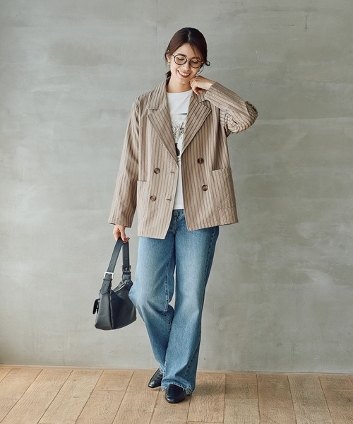 FOUND GOOD(ファウンドグッド)の「ストライプシャツジャケット(その他アウター・レディース・ブラック/ベージュ・L/M)」の9枚目の写真