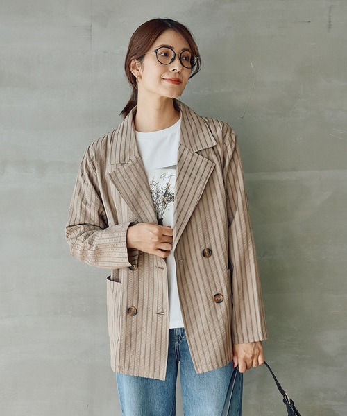 FOUND GOOD(ファウンドグッド)の「ストライプシャツジャケット(その他アウター・レディース・ブラック/ベージュ・L/M)」の11枚目の写真