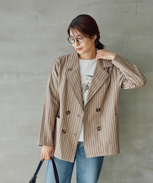 FOUND GOOD(ファウンドグッド)の「ストライプシャツジャケット(その他アウター・レディース・ブラック/ベージュ・L/M)」の12枚目の写真