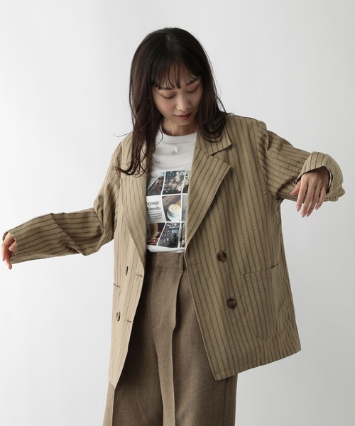 FOUND GOOD(ファウンドグッド)の「ストライプシャツジャケット(その他アウター・レディース・ブラック/ベージュ・L/M)」の16枚目の写真