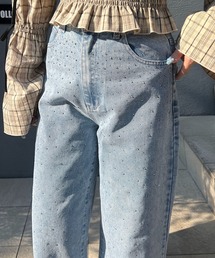continuer de NICE CLAUP | 【履くだけで一目置かれる存在に！】ストーン付デニムパンツ(デニムパンツ)