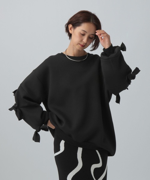 LEPSIM（レプシィム）の「パフエアリボンチュニック　582450（スウェット・レディース・トップグレー/ブラック/ブラウン・FREE）」の17枚目の写真