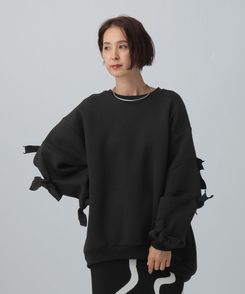 LEPSIM（レプシィム）の「パフエアリボンチュニック　582450（スウェット・レディース・トップグレー/ブラック/ブラウン・FREE）」の18枚目の写真