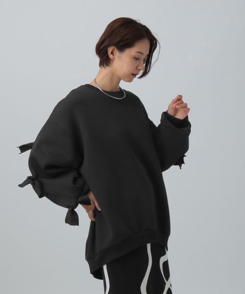 LEPSIM（レプシィム）の「パフエアリボンチュニック　582450（スウェット・レディース・トップグレー/ブラック/ブラウン・FREE）」の19枚目の写真