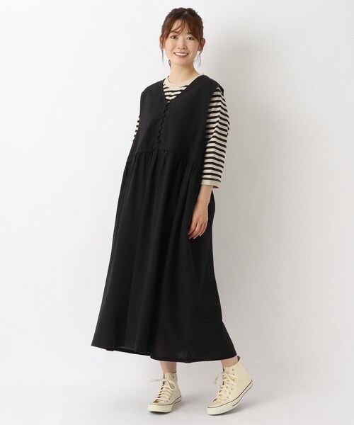 one'sterrace（ワンズテラス）の「綿麻ベスト風切替ワンピース（ワンピース・レディース・ブルー系その他7/ブラック系8/ブラウン系8・02）」の13枚目の写真