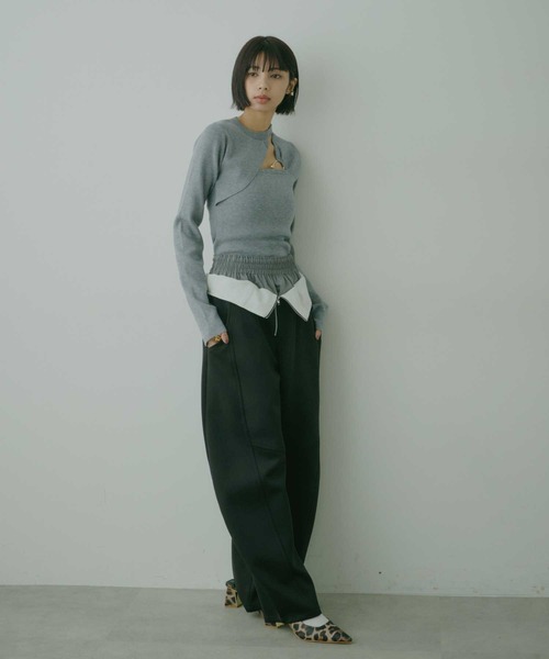 VIOLETTA（ヴィオレッタ）の「アシンメトリーデザインスリットニットトップス（ニット/セーター・レディース・ミント/グレー/オフホワイト/ブラック・FREE）」の19枚目の写真