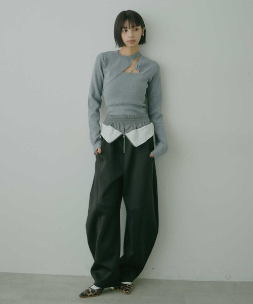 VIOLETTA（ヴィオレッタ）の「アシンメトリーデザインスリットニットトップス（ニット/セーター・レディース・ミント/グレー/オフホワイト/ブラック・FREE）」の21枚目の写真