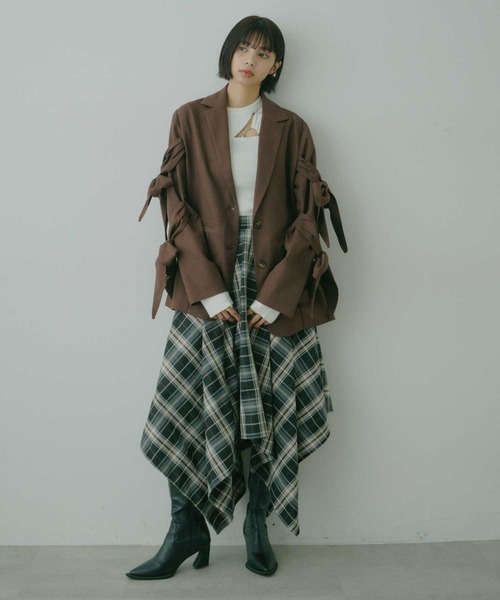 VIOLETTA（ヴィオレッタ）の「アシンメトリーデザインスリットニットトップス（ニット/セーター・レディース・ミント/グレー/オフホワイト/ブラック・FREE）」の10枚目の写真