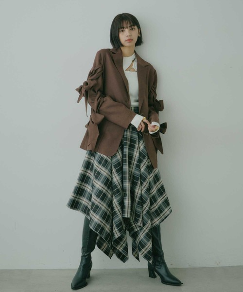 VIOLETTA（ヴィオレッタ）の「アシンメトリーデザインスリットニットトップス（ニット/セーター・レディース・ミント/グレー/オフホワイト/ブラック・FREE）」の11枚目の写真