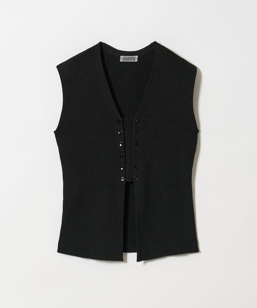 ももあ♡美品♡conte フロントボタン リブ ベスト　黒 conte（コンテ）の「＜conte＞フロントボタン リブ ベスト（ベスト