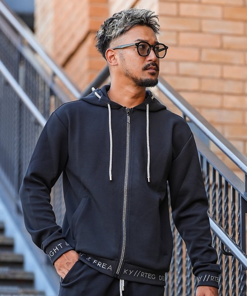 美品 adamsJUGGLER RTEG ロゴテープ ジップアップパーカー RTEGネオンテープジップフーディー（パーカー）｜adamsJUGGLER