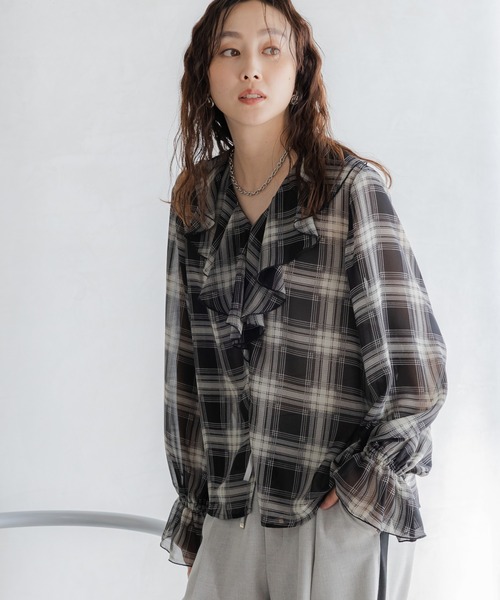 【 perfume着用】PRADA　フリルジョーゼットブラウス【新品未使用】 perfume着用】PRADA フリルジョーゼットブラウス【新品未使用】