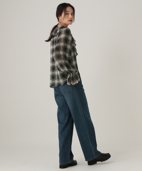 フリルチェックブラウス/605969（シャツ/ブラウス）｜Elura