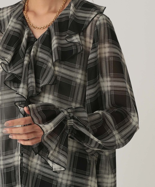 フリルチェックブラウス/605969（シャツ/ブラウス）｜Elura