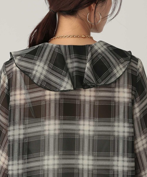 Elura（エルーラ）の「フリルチェックブラウス/605969（シャツ/ブラウス・レディース・ブラック/ネイビー/ベージュ/ドット・FREE）」の19枚目の写真