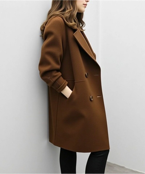 セール】ウールタッチダブルボタンミドルコート（チェスターコート