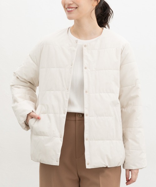 Honeys(ハニーズ)の「【非フッ素撥水加工】ノーカラーライトブルゾン(ブルゾン・レディース・ライトカーキ/ネイビー/ブラック/アイボリー・S/M/LL/L)」の2枚目の写真