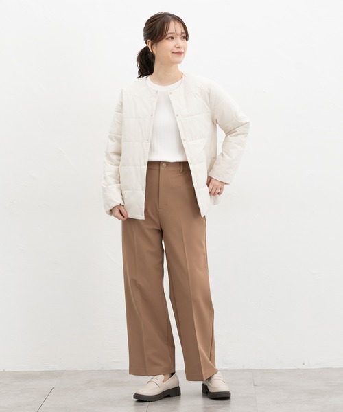 Honeys(ハニーズ)の「【非フッ素撥水加工】ノーカラーライトブルゾン(ブルゾン・レディース・ライトカーキ/ネイビー/ブラック/アイボリー・S/M/LL/L)」の7枚目の写真