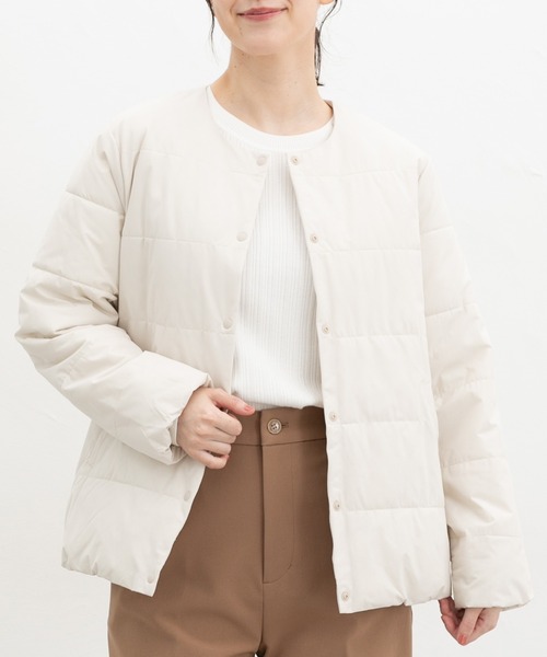 Honeys(ハニーズ)の「【非フッ素撥水加工】ノーカラーライトブルゾン(ブルゾン・レディース・ライトカーキ/ネイビー/ブラック/アイボリー・S/M/LL/L)」の8枚目の写真