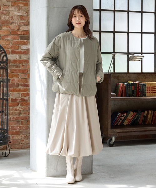 Honeys(ハニーズ)の「【非フッ素撥水加工】ノーカラーライトブルゾン(ブルゾン・レディース・ライトカーキ/ネイビー/ブラック/アイボリー・S/M/LL/L)」の18枚目の写真