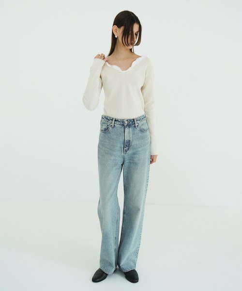 2WAY FRILL V NECK KNIT TOPS（ニット/セーター）｜CLANE