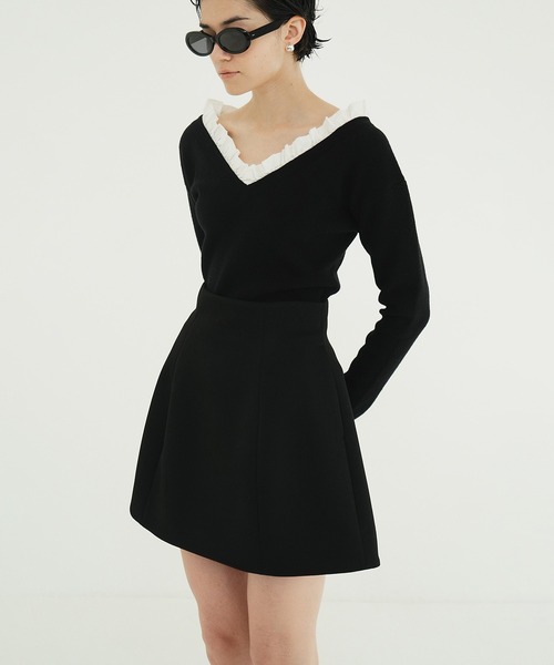 新品未使用タグ付き　FRILL V NECK KNIT TOPS 2WAY FRILL V NECK KNIT TOPS