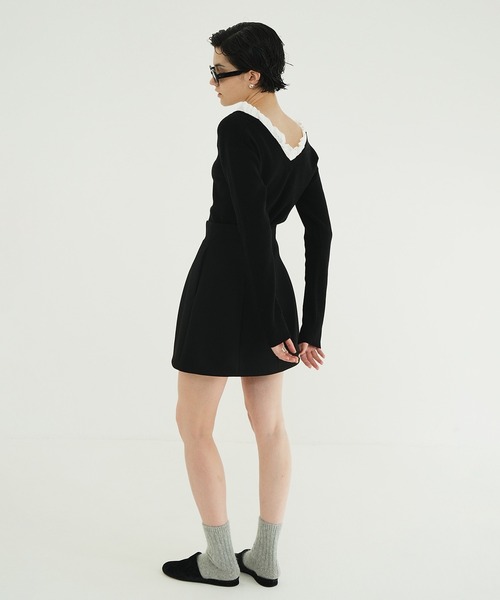 2WAY FRILL V NECK KNIT TOPS（ニット/セーター）｜CLANE