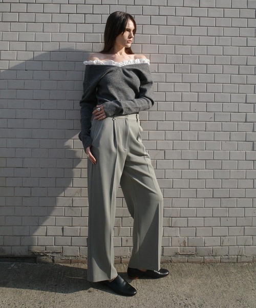 2WAY FRILL V NECK KNIT TOPS（ニット/セーター）｜CLANE（クラネ）の