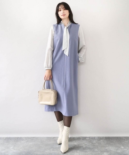 キーネックデザインジャンパースカート/洗える/WEB限定サイズあり